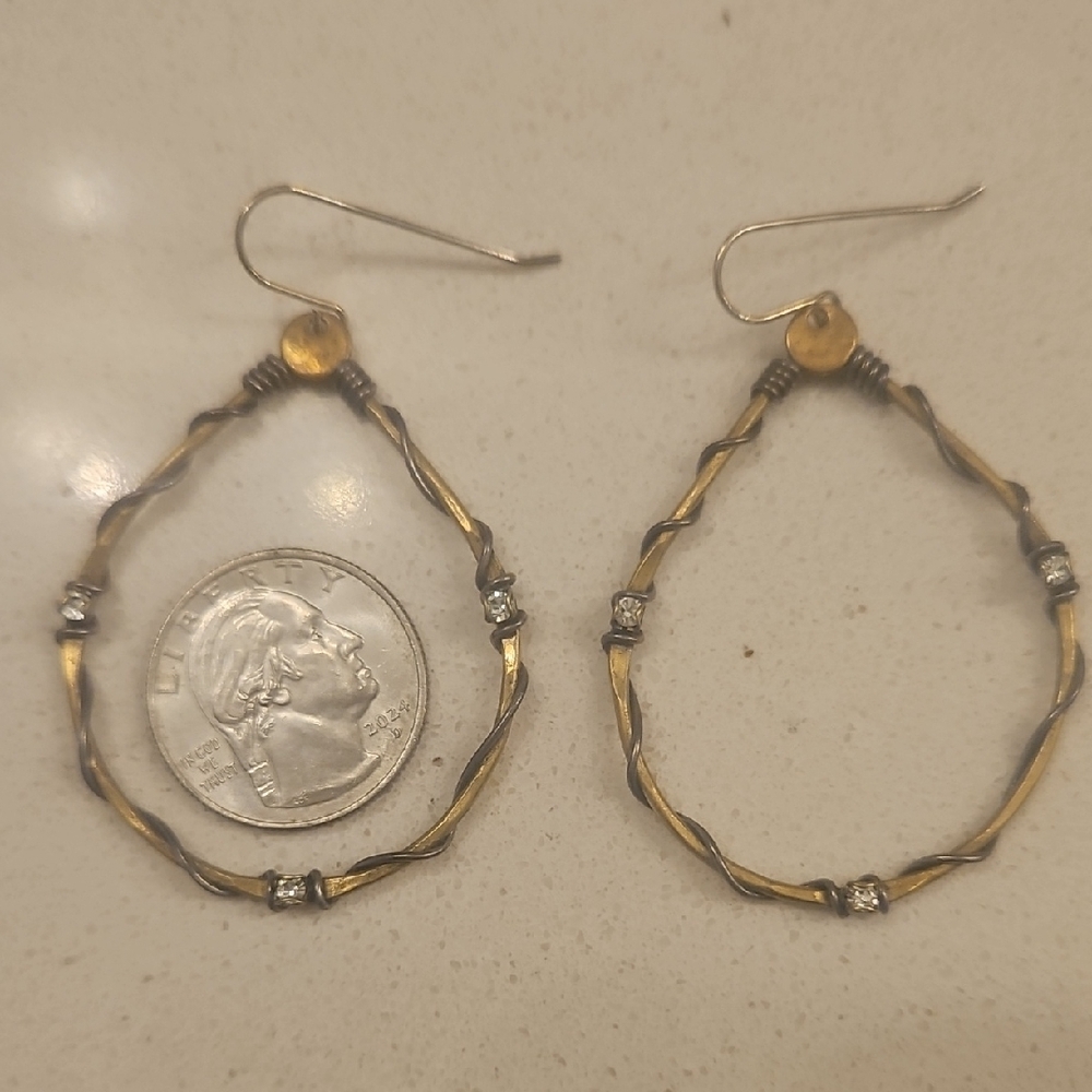 BaubleBar Gold and Silver Hoop Earrings - Picture 3 of 5